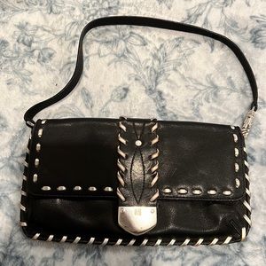 Beautiful, incredibly soft, leather Michael Kors wristlet. Black/silver stitch